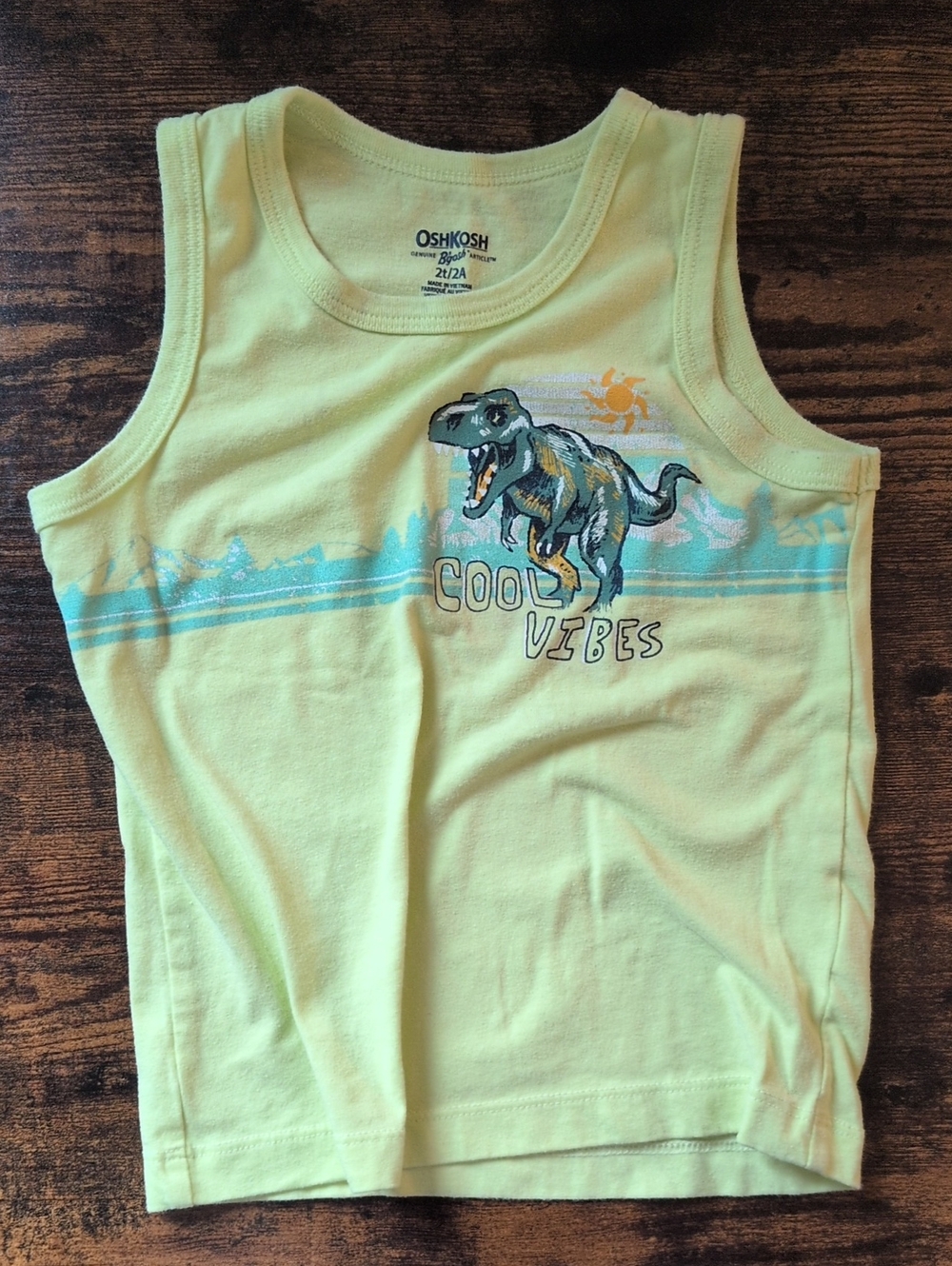 5/$25 OshKosh B'gosh Light Yellow Dino Tank Top 2T